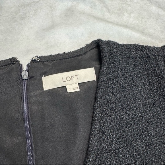 LOFT Black Tweed Fit & flare Short Sleeve Dress Size 2 - Picture 4 of 8